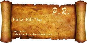 Petz Réka névjegykártya